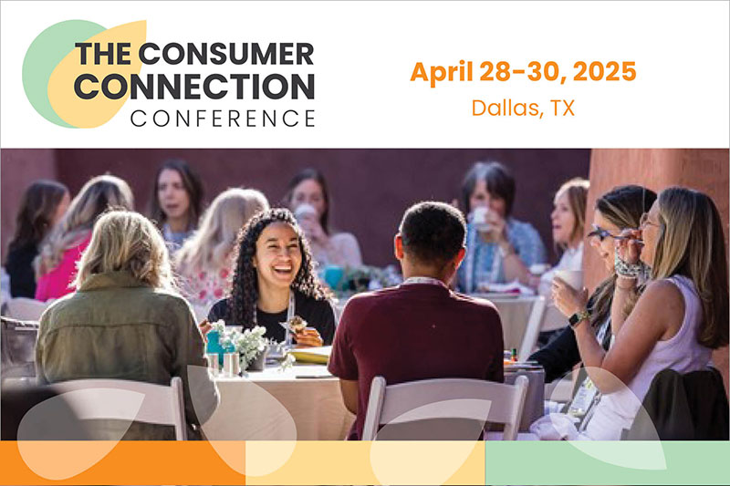 A promotional banner for The Consumer Connection Conference in Dallas, TX, April 28-30, 2025.