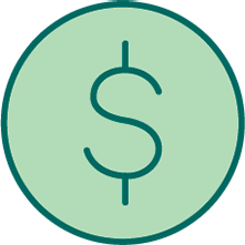 Circle icon with a dollar symbol in the middle