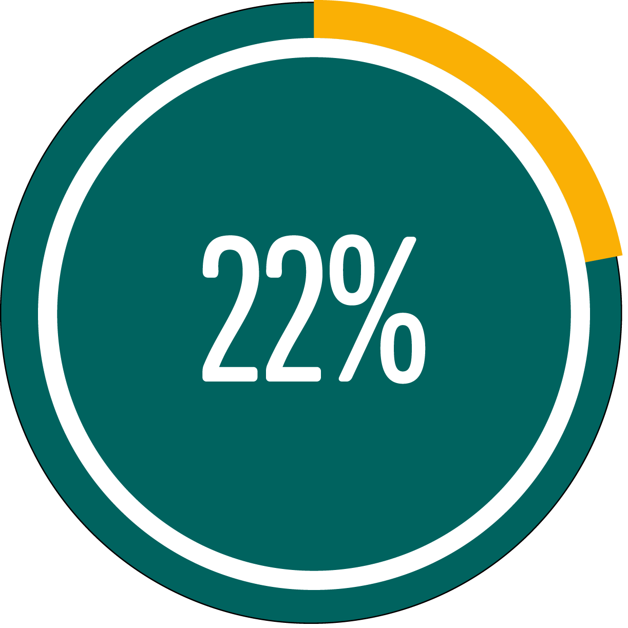 Circle graph showing 22 percent full