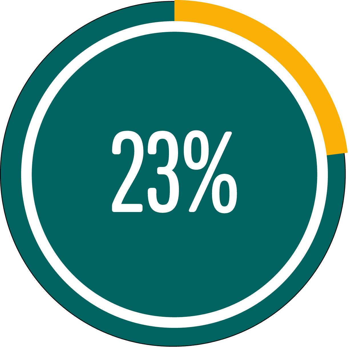 Circle graph showing 23 percent full