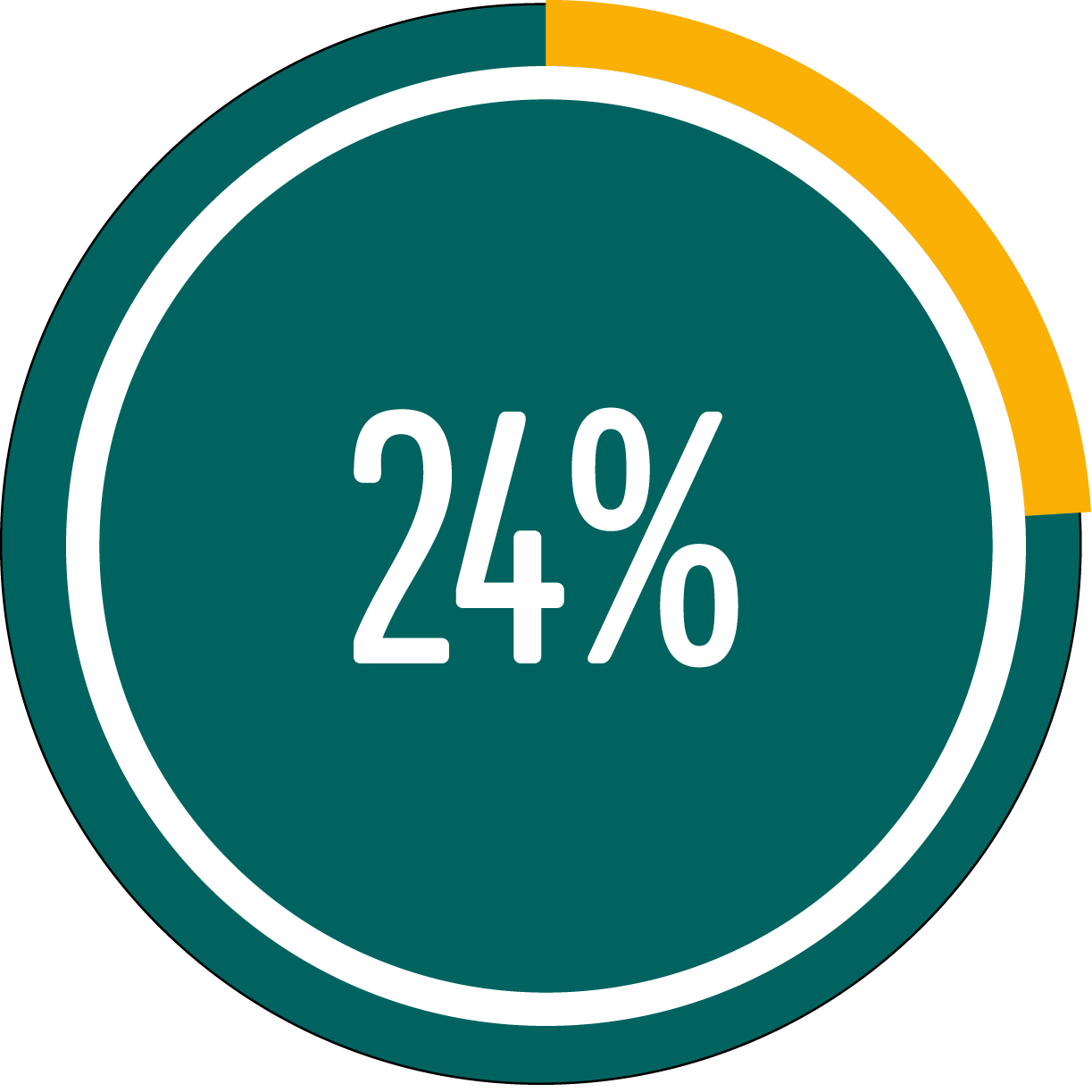 Circle graph showing 24 percent full