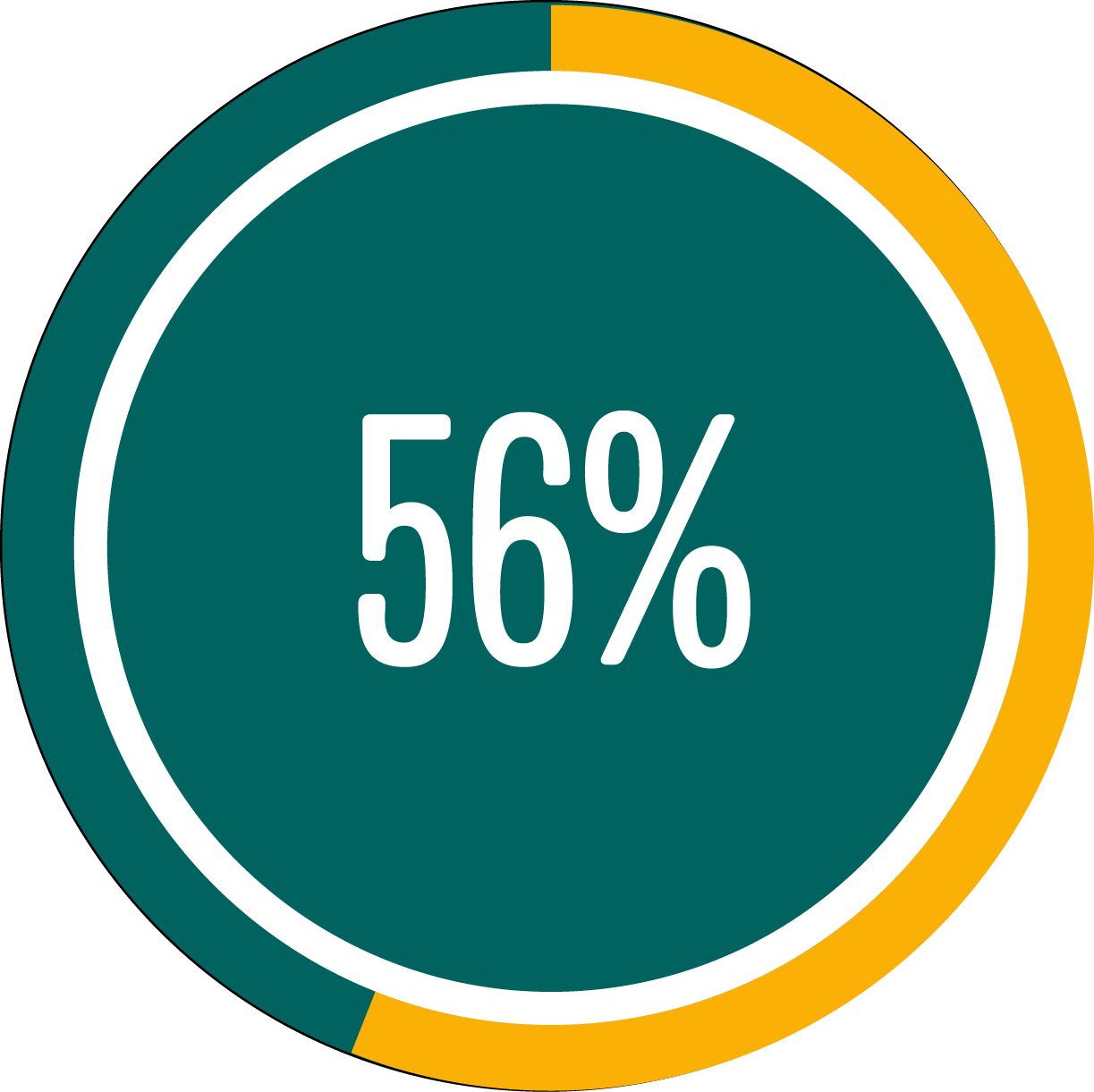 Circle graph showing 56 percent full