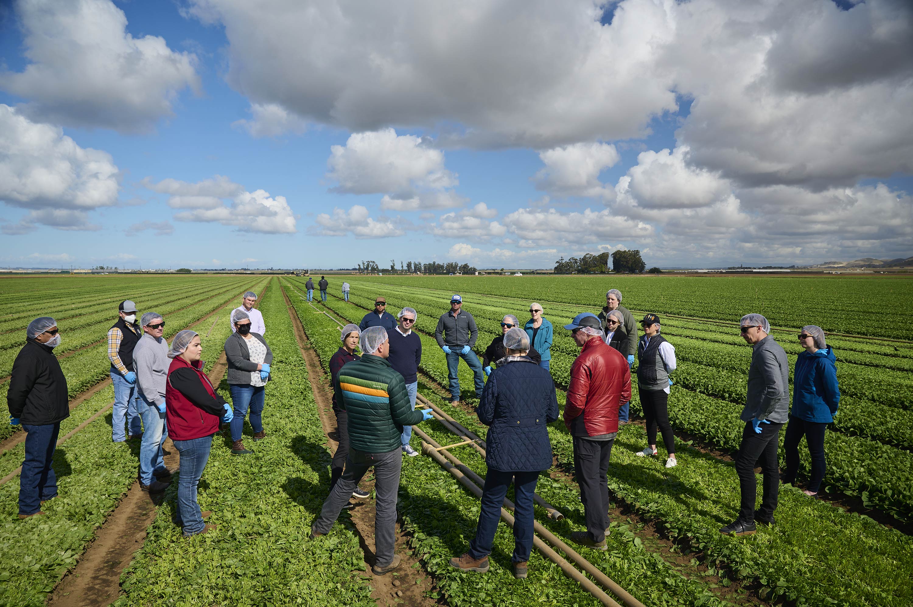 2022 cohort participants visit a field of crops.